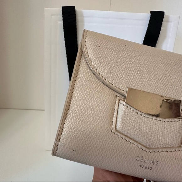 💎Authentic Celine Trotteur flap neutral leather wallet with shopping bag - Picture 4 of 16